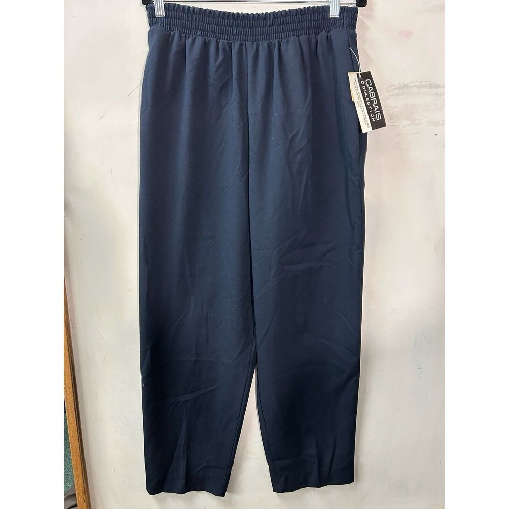 Cabrais Collection Womens Size L Blue Pull On Pants Vintage Straight Leg Elastic